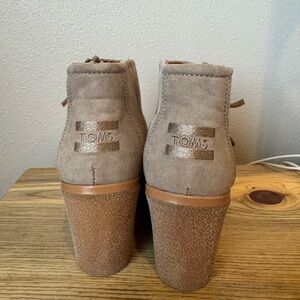 TOMS Beige Suede Wedge Ankle Boots